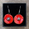Boucles d'Oreilles coquelicot rouge cœur métal