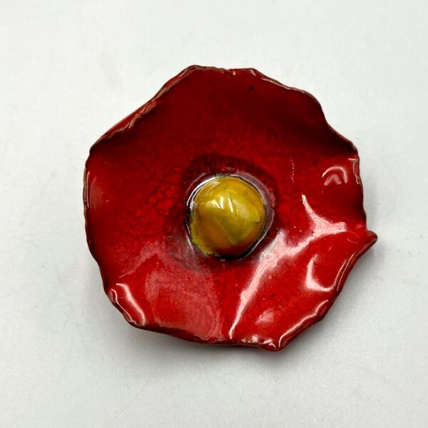 Broche Coquelicot cœur Jaune Doré