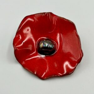 Broche Coquelicot cœur métallisé
