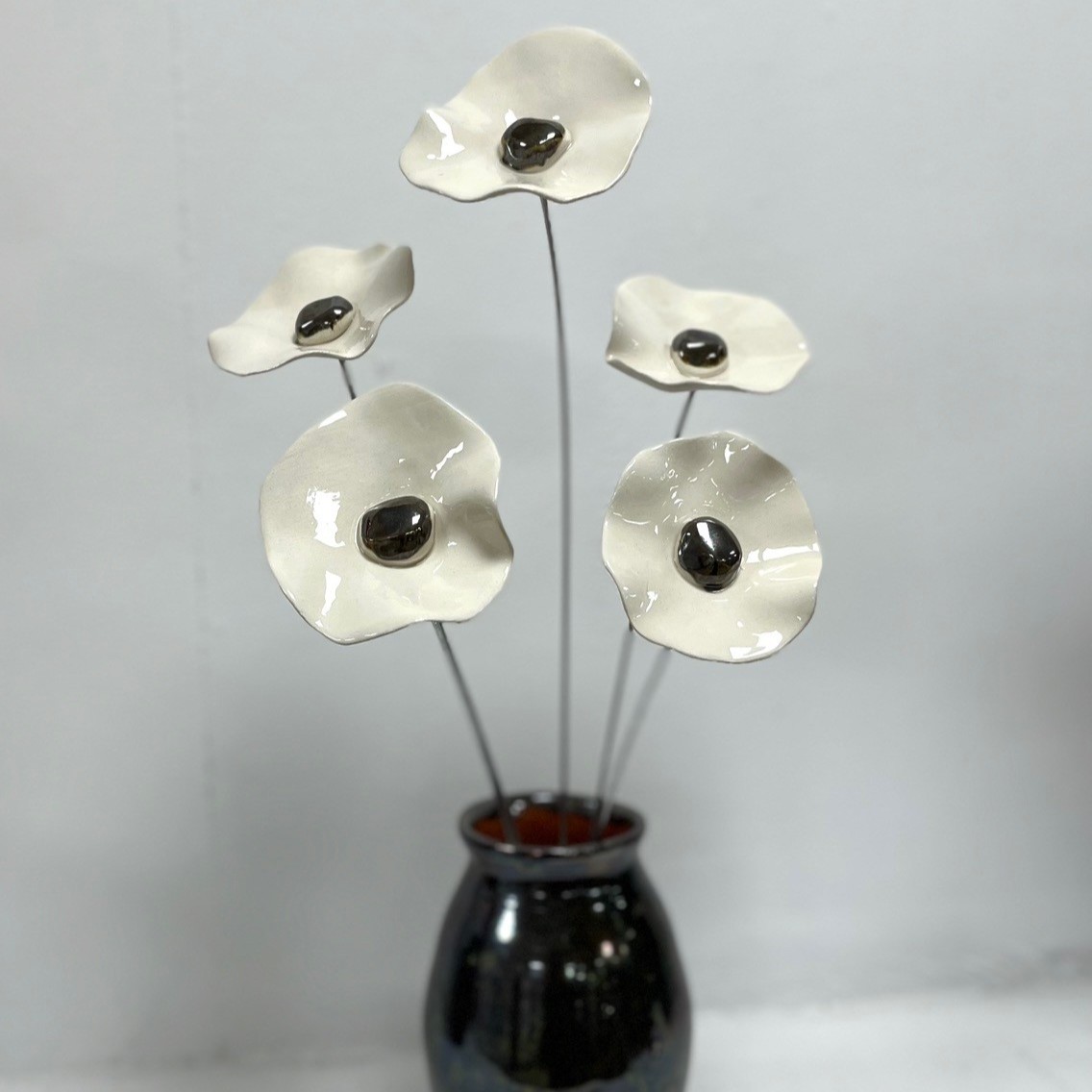 Coquelicot Blanc cœur Métallisé – Image 2