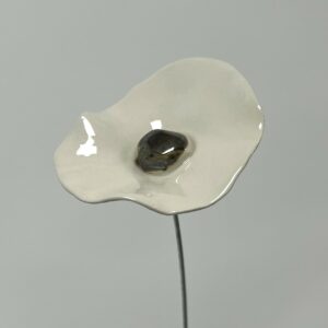 Coquelicot Blanc cœur Métallisé