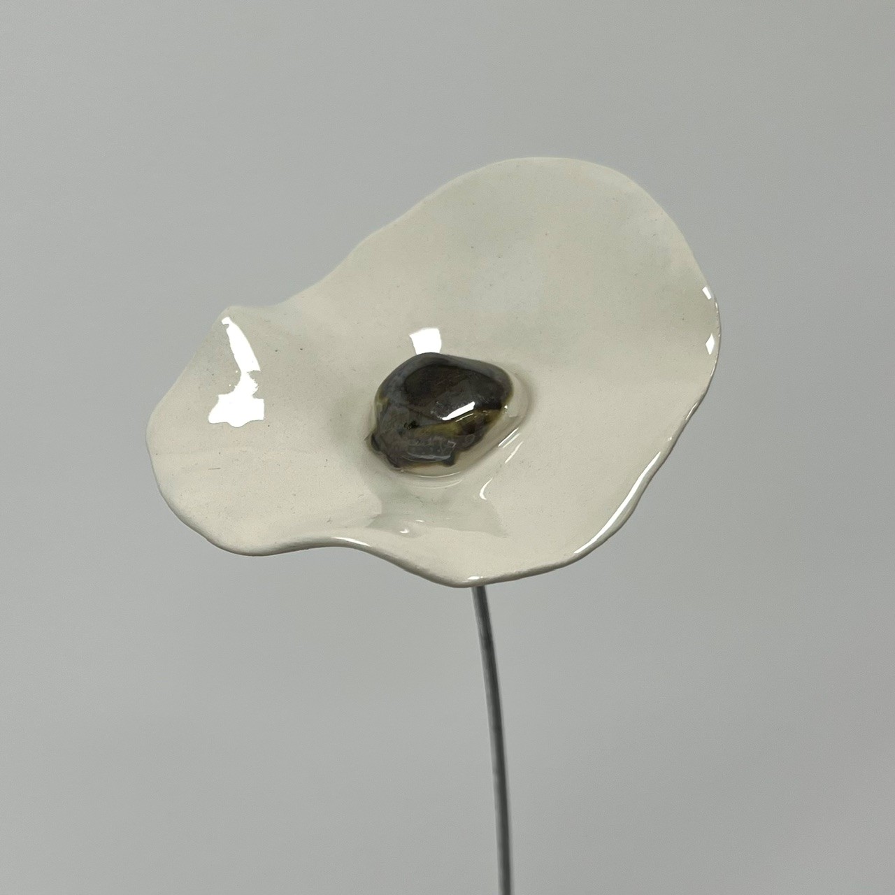 Coquelicot Blanc cœur Métallisé