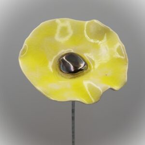 Coquelicot Jaune clair craquelé cœur métallisé